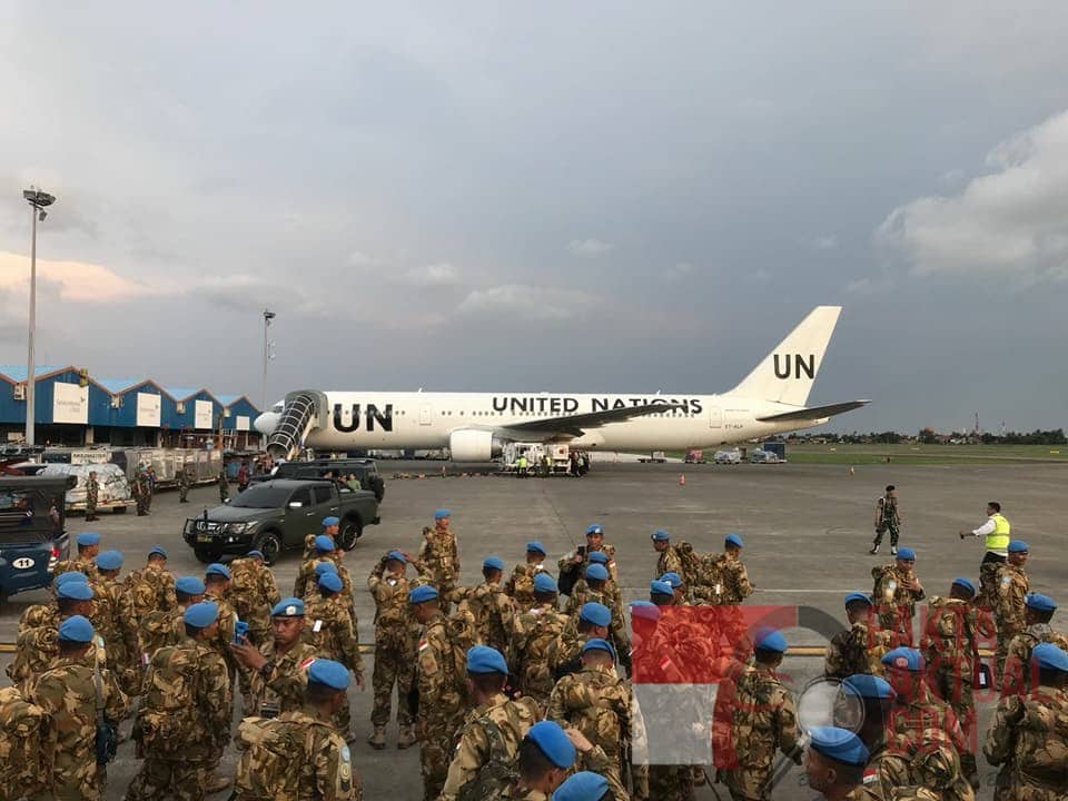 Photo, Pasukan Garuda TNI berangkat melalui Pesawat UN ke Sudan.
