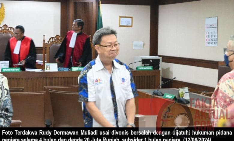 Terdakwa Rudy Dermawan Muliadi Divonis Pidana Penjara 4 Bulan